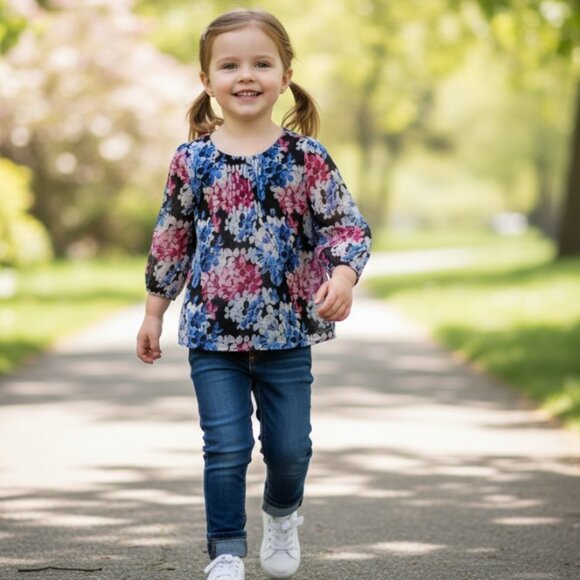 Janie and Jack Floral Pintuck Blouse Toddler Girl size 4 - Picture 9 of 9